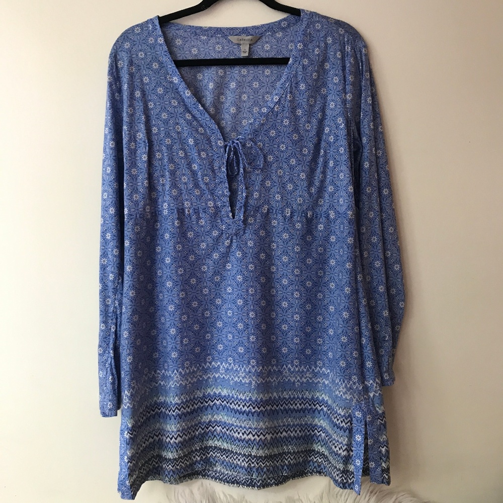 Athleta Flower Print Dress Lavender Blue Dress